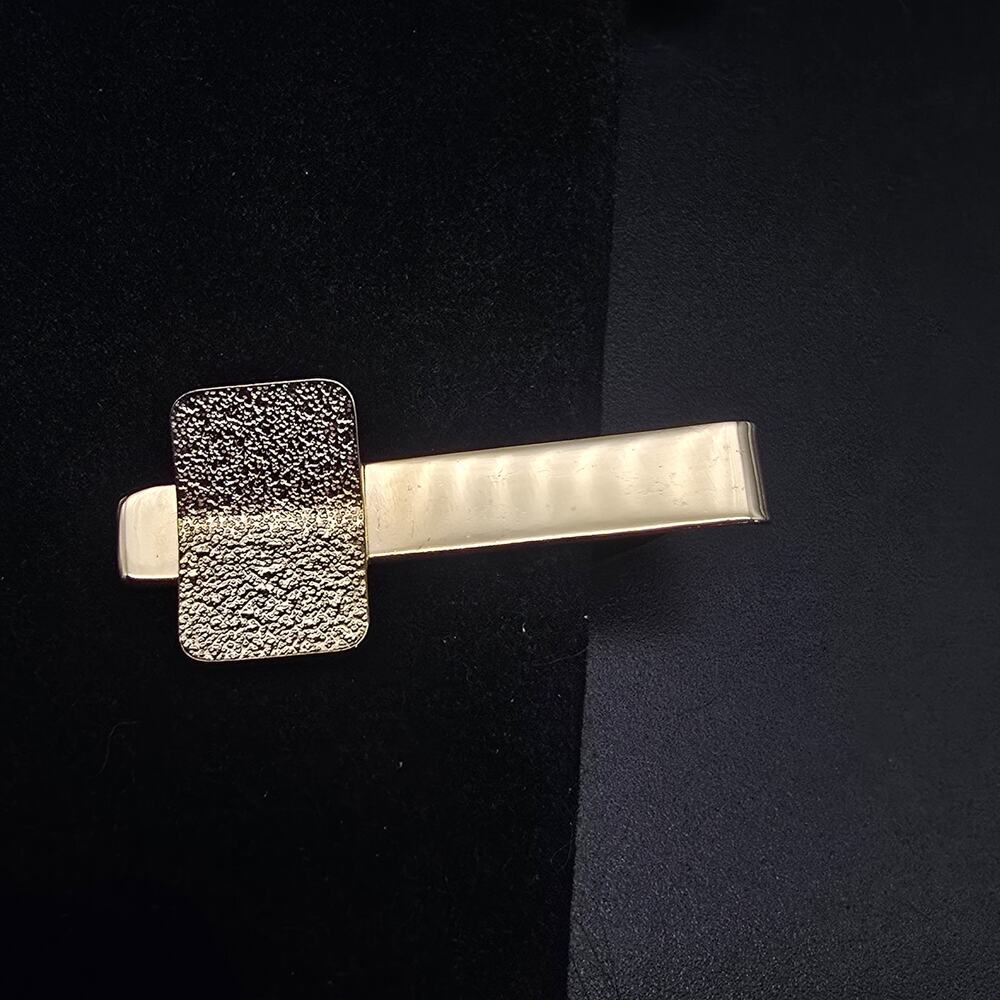 Vintage Gold Tone Textured Tie Clip Tack Tie Pin Tie Bar